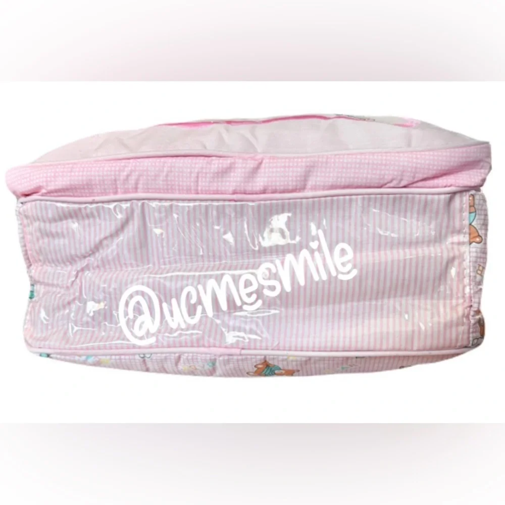 Precious Moments Vintage 6-in-1 Pink Medium Baby Diaper Bag w/ Teething Toy Ring